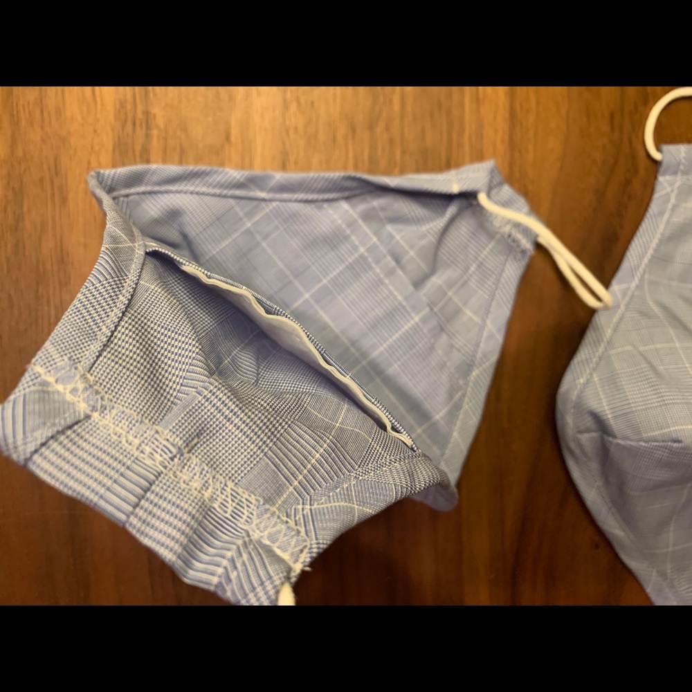 Two Madewell Blue Plaid Face Masks